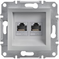 Розетка компьютерная двойная RJ45 кат. 5е ASFORA алюминий EPH4400161